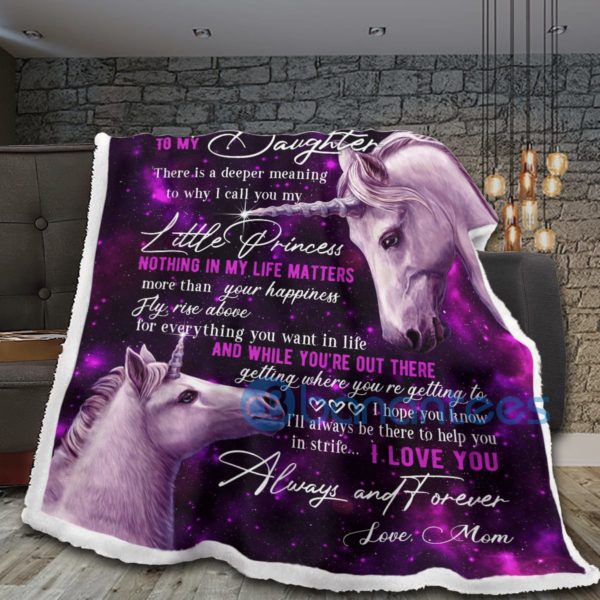 To My Daughter I Love You Unicorn Sherpa Blanket Product Photo