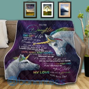 To My Daughter I Pray That You Are Safe Well And Happy Galaxy Unicorns Blanket Quilt Product Photo