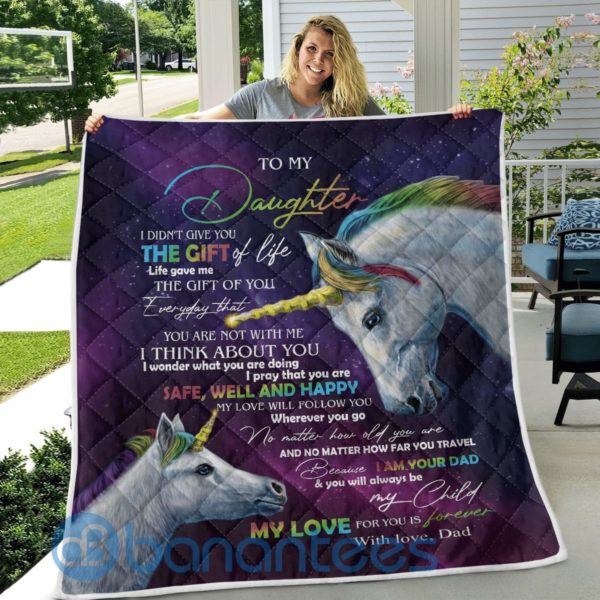 To My Daughter I Pray That You Are Safe Well And Happy Galaxy Unicorns Blanket Quilt Product Photo