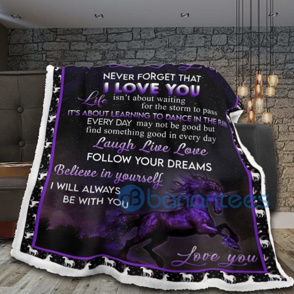 To My Daughter I Will Always Be With You Unicorn Sherpa Blanket Product Photo