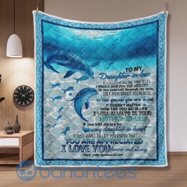 To My Daughter In Law Dolphin Blanket Quilt Product Photo