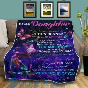 To My Daughter When You Wrap Yourself Up Galaxy Butterfly Quilt Blanket Quilt Product Photo