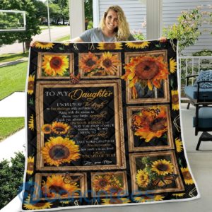 To My Daughter, I'm So Proud Of You Sunflower Quilt Blanket Product Photo