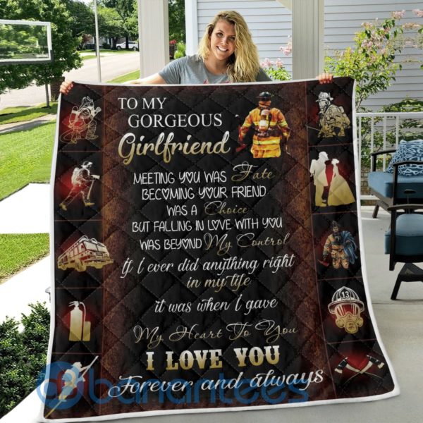 To My Firefighter Girlfriend Blanket Quilt Product Photo