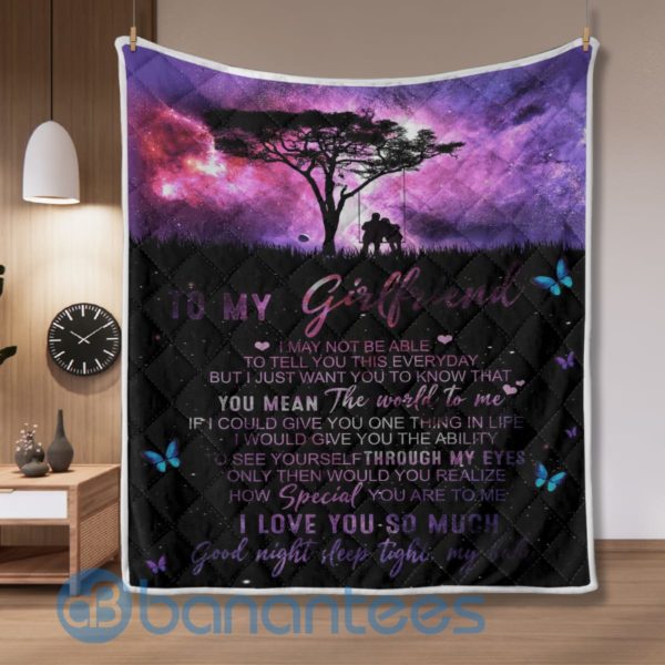 To My Girlfriend You Mean The World To Me Gift Boyfriend Blanket Quilt Product Photo