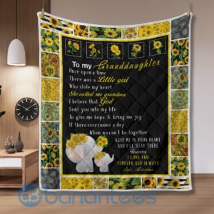 To My Granddaughter Elephant Sunflower Quilt Blanket Product Photo