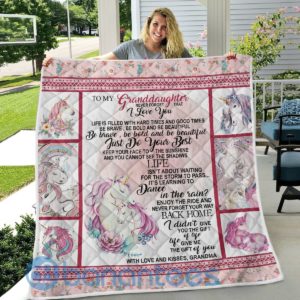 To My Granddaughter Unicorn Design Quilt Blanket Product Photo
