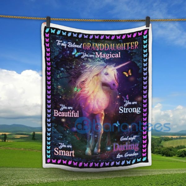 To My Granddaughter You Are Beautiful Unicorn Sherpa Blanket Product Photo