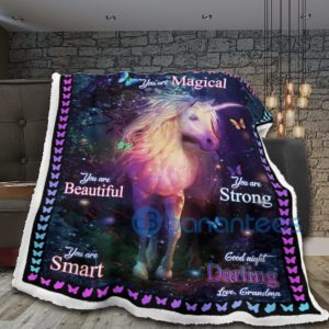 To My Granddaughter You Are Beautiful Unicorn Sherpa Blanket Product Photo