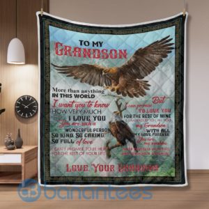 To My Grandson From Granddma Eagle Quilt Blanket Quilt Product Photo