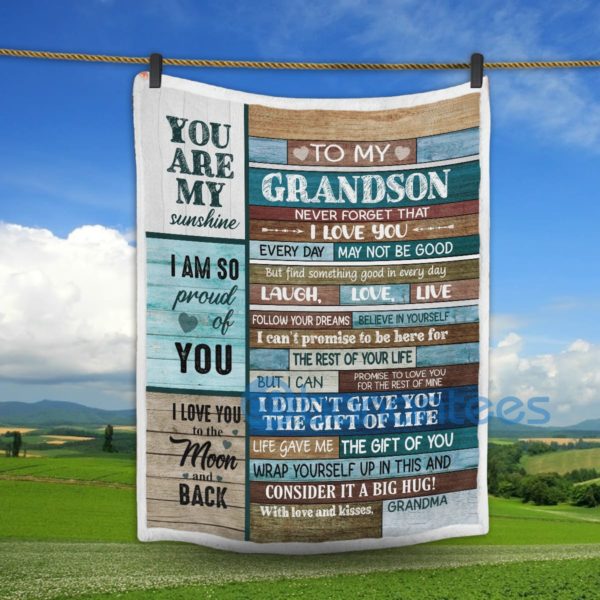 To My Grandson I Am So Pround Of You Sherpa Blanket Product Photo