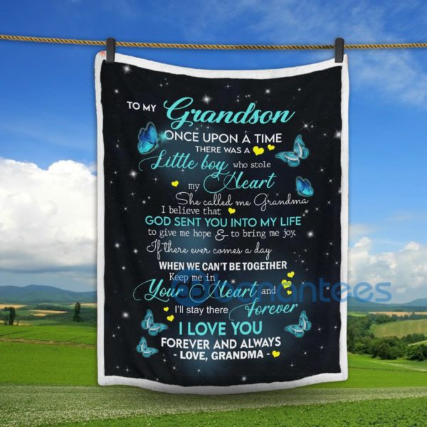To My Grandson I Love You Sherpa Blanket Product Photo