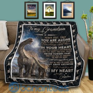To My Grandson I Will Always Carry You In My Heart Dinosaur Quilt Blanket Quilt Product Photo