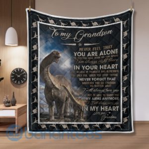To My Grandson I Will Always Carry You In My Heart Dinosaur Quilt Blanket Quilt Product Photo