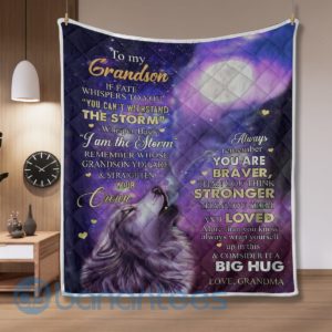 To My Grandson If Fate Whispers To You Wolf Quilt Blanket Quilt Product Photo