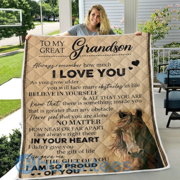 To My Great Grandson Horse Blanket Quilt Product Photo