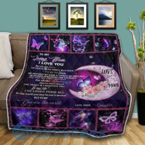To My Loving Mom I Love You Butterfly Blanket Quilt Product Photo