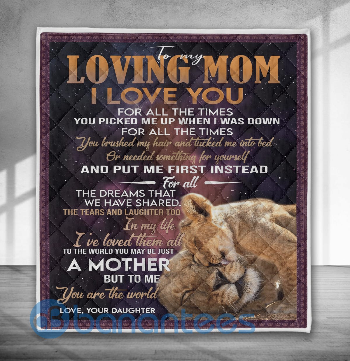 To My Loving Mom I Love You Lion Blanket Quilt