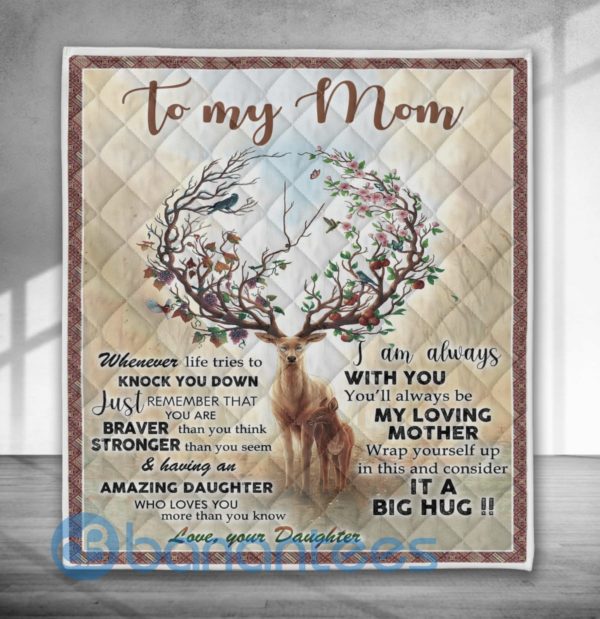 To My Mom Deer Design Quilt Blanket Product Photo
