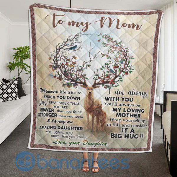 To My Mom Deer Design Quilt Blanket Product Photo