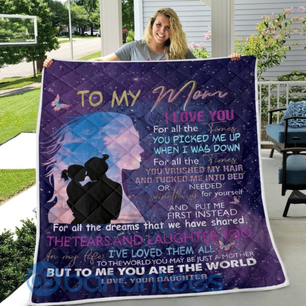 To My Mom From Daughter I Love You Blanket Quilt Product Photo