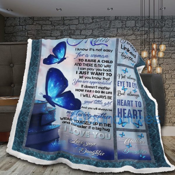 To My Mom I Love You Butterfly Sherpa Blanket Product Photo