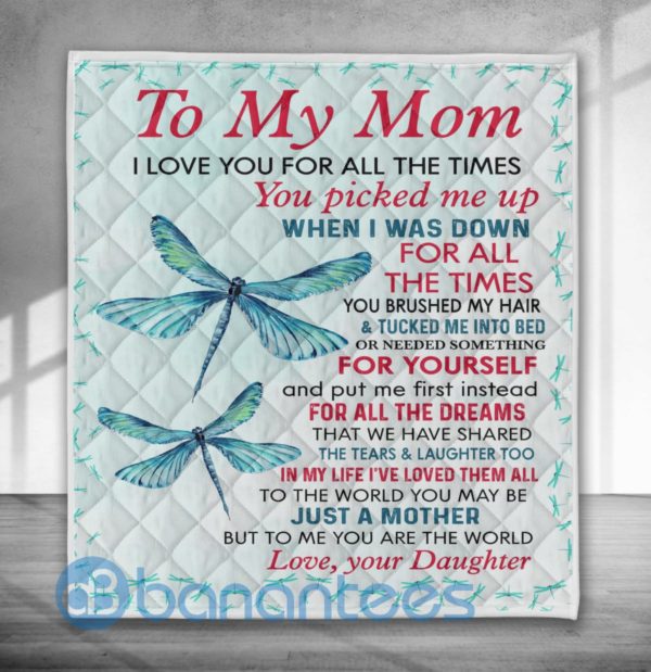 To My Mom I Love You Dragonfly Blanket Quilt Product Photo