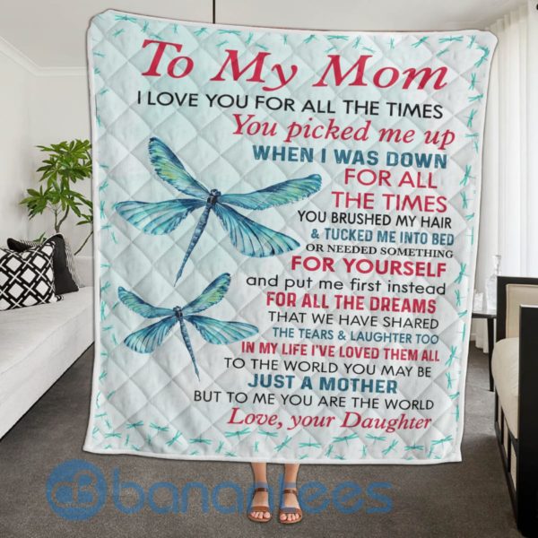 To My Mom I Love You Dragonfly Blanket Quilt Product Photo