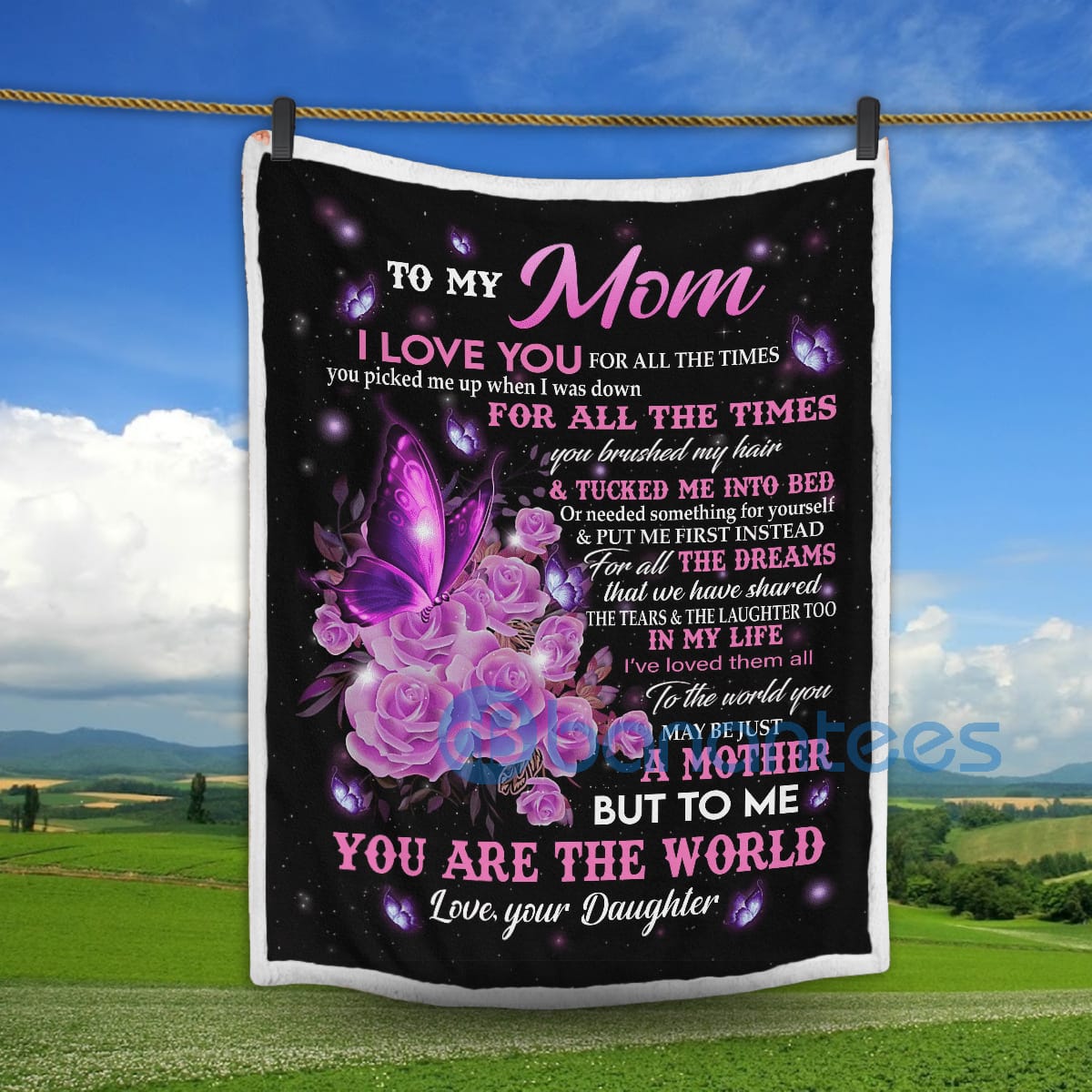 To My Mom I Love You For All The Times Butterfly Sherpa Blanket