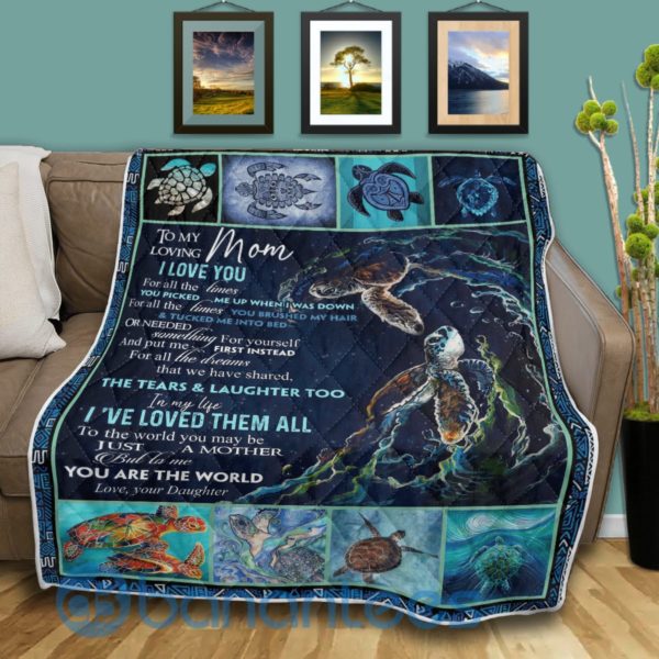 To My Mom I Love You For All The Times Turtle Blanket Quilt Product Photo