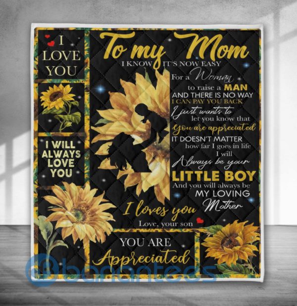 To My Mom Love You My Little Boy Blanket Quilt Product Photo