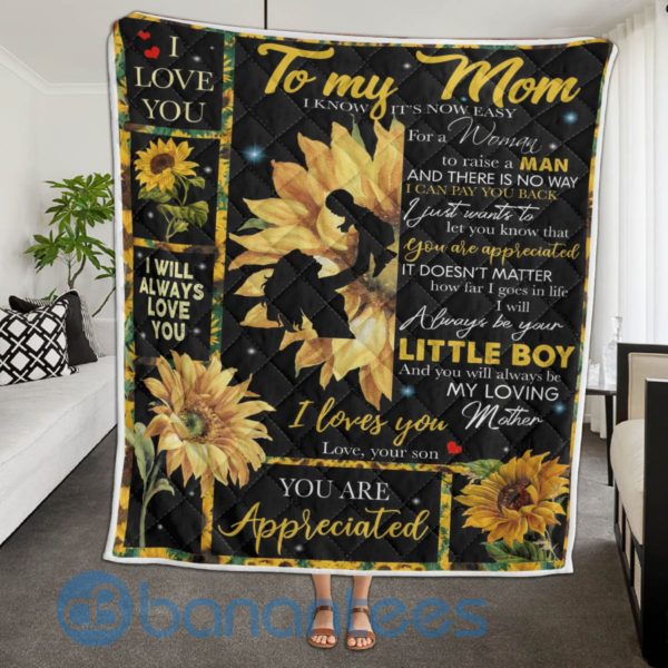 To My Mom Love You My Little Boy Blanket Quilt Product Photo