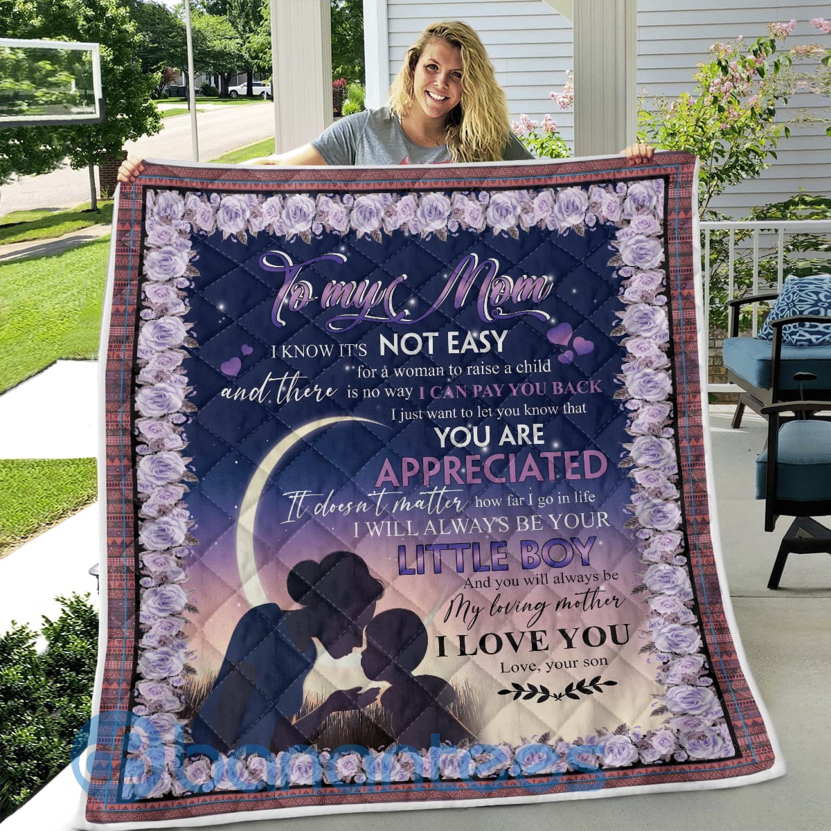 To My Mom Not Easy For A Woman To Raise A Child Blanket