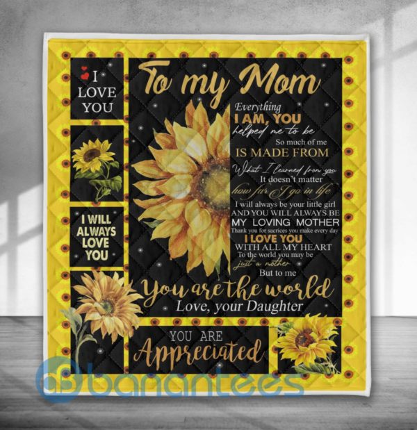 To My Mom Sunflower Design Quilt Blanket Product Photo
