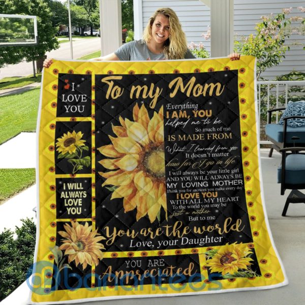 To My Mom Sunflower Design Quilt Blanket Product Photo