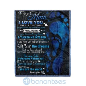 To My Mom You Are The World Fleece foot Blanket Product Photo