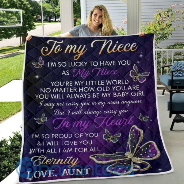 To My Nice Love, Aunt Butterfly Quilt Blanket Product Photo