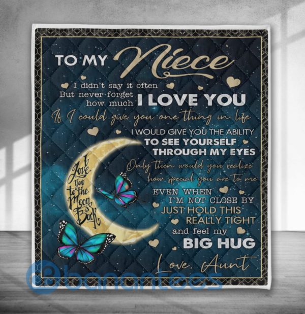 To My Niece I Love You Butterfly Quilt Blanket Product Photo