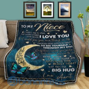 To My Niece I Love You Butterfly Quilt Blanket Product Photo