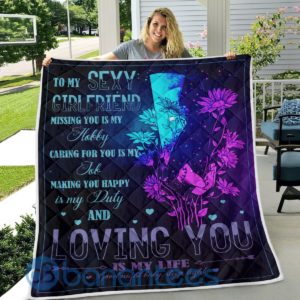 To My Sexy Girlfriend Missing You Is My Hobby Blanket Quilt Product Photo