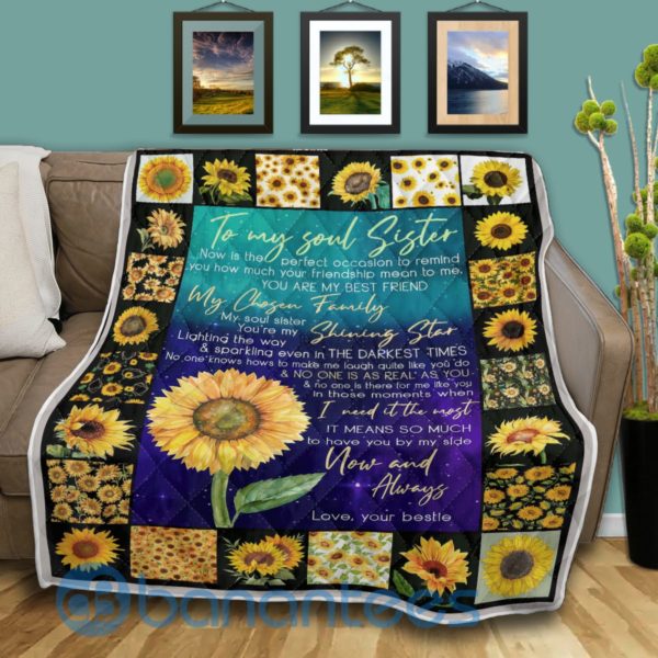 To My Soul Sister Sunflower Quilt Blanket Product Photo