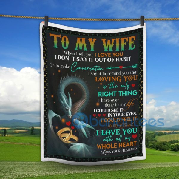 To My Wife I Love You Dragon Sherpa Blanket Product Photo