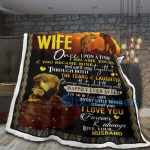 To My Wife I Love You Forever Lion Sherpa Blanket Product Photo