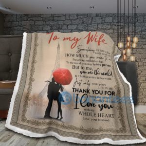 To My Wife I Love You Husband Sherpa Blanket Product Photo