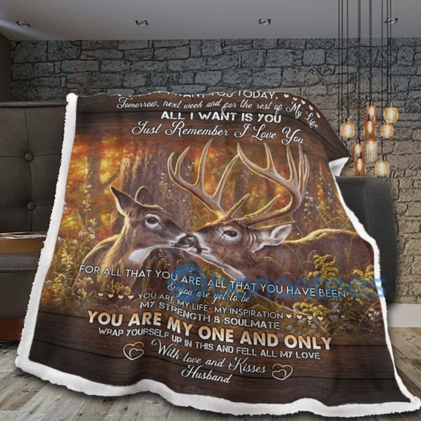 To My Wife You Are My One And Only Deer Love Sherpa Blanket Product Photo