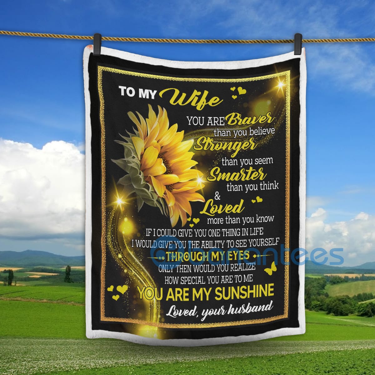 To My Wife You Are My Sunshine Sherpa Blanket