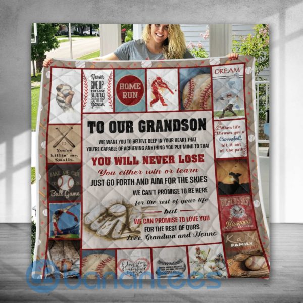 To Our Grandson Baseball Special Design Quilt Blanket Product Photo