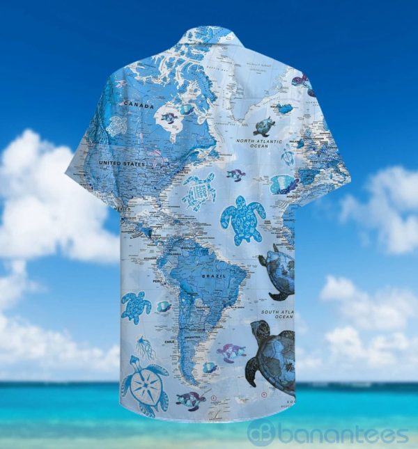 Turtle Blue Map Hawaiian Shirt Product Photo
