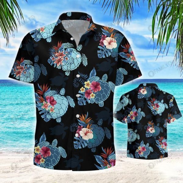 Turtle Flower Tropical Hawaii Shirt Summer Hawaiian Product Photo