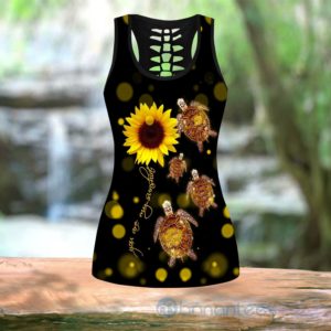 Turtle Sunflower Tank Top Legging Set Outfit Product Photo
